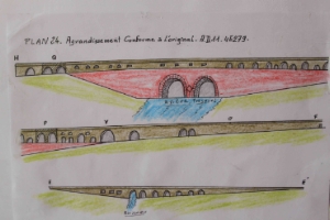 Dessin de l'esquisse du pont de Pennautier